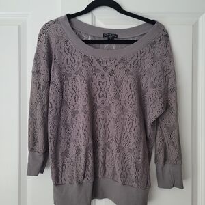 Torrid Gray Lace Knit Top 0X/12